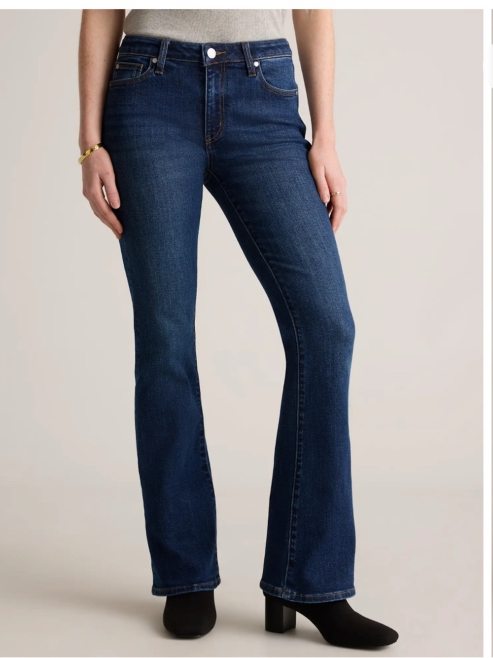 Quince Luna Stretch Flare Jeans High Rise Dark Wash Midnight Blue  Size 28 x 30